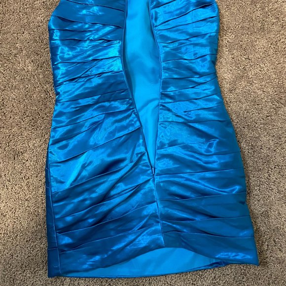 Aqua blue satin dress - Picture 8 of 12